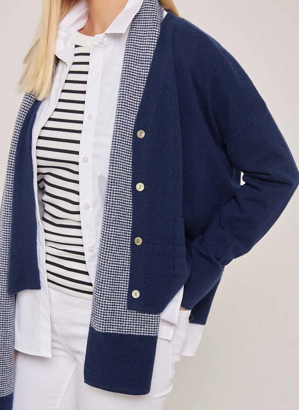 New Boxy Cashmere Cardigan - Navy