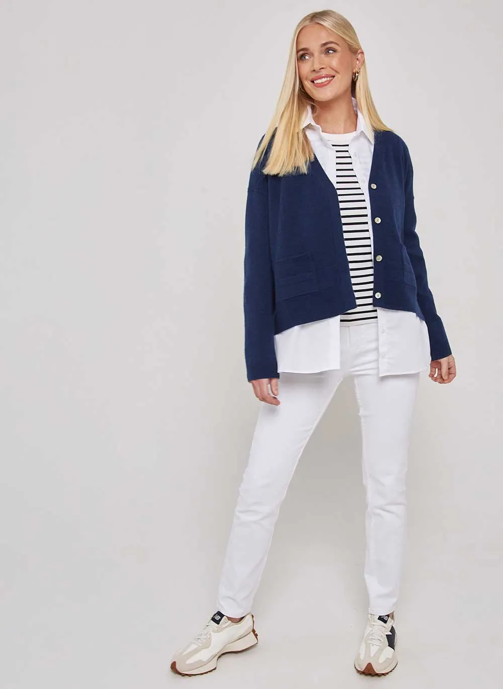 New Boxy Cashmere Cardigan - Navy