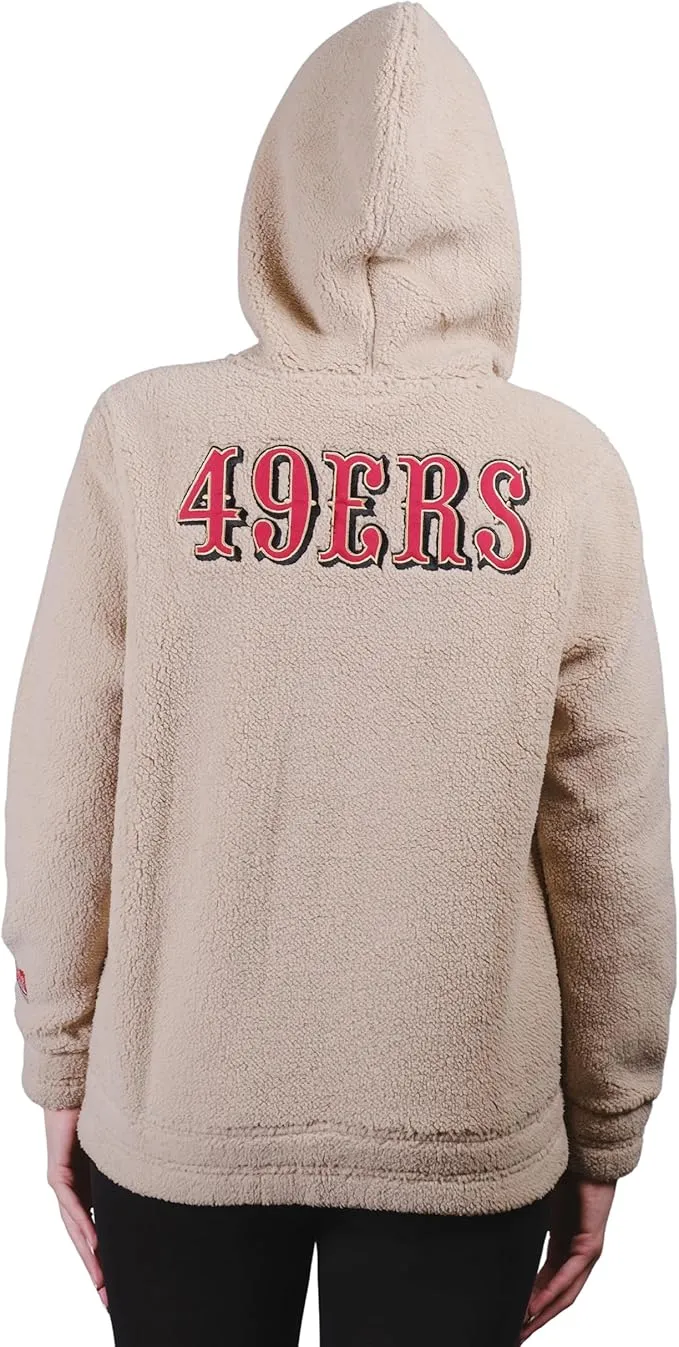 NFL Official Women's Super Soft Sherpa Full Zip Hoodie Sweatshirt Jacket|San Francisco 49ers