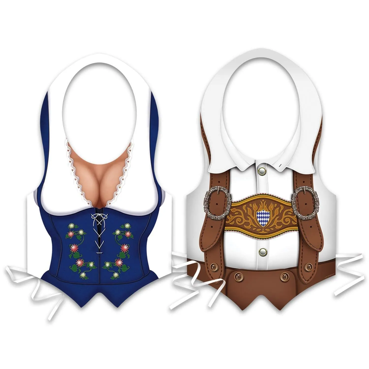 Oktoberfest Party Accessories - Male and Female Plastic Costume Fraulein Vests for Adults (1 of Each)