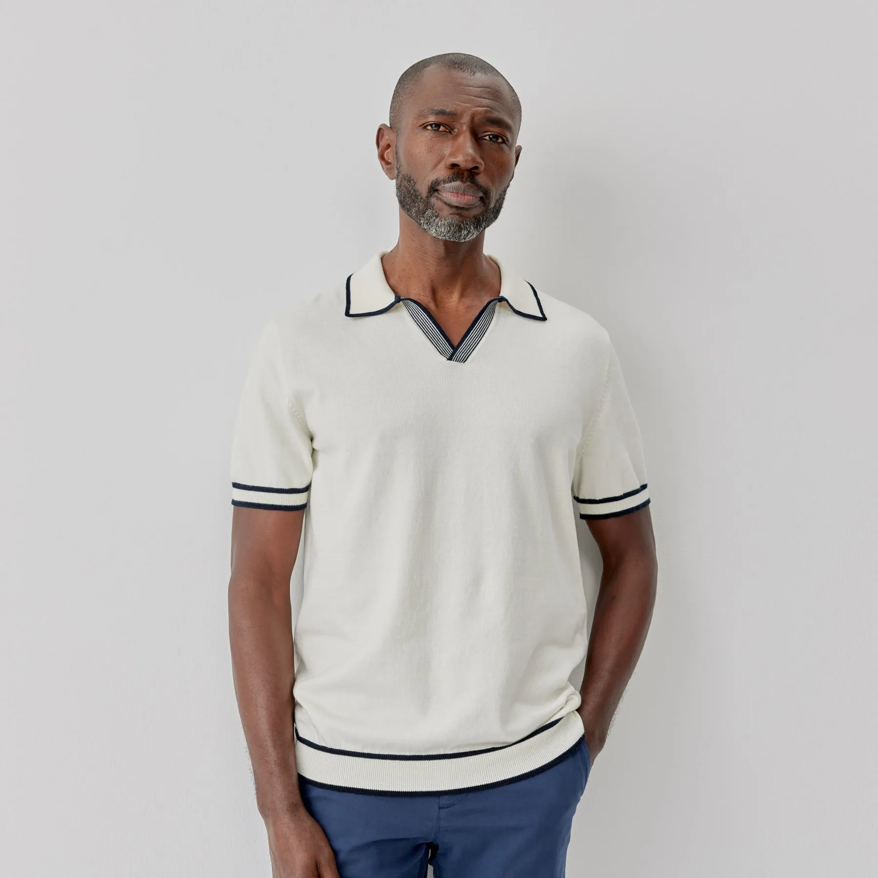 Oliver Sweeney Garras Knit Polo Shirt in Ecru