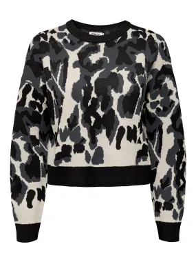 Only - Black and White Leopard Print Knit Jumper