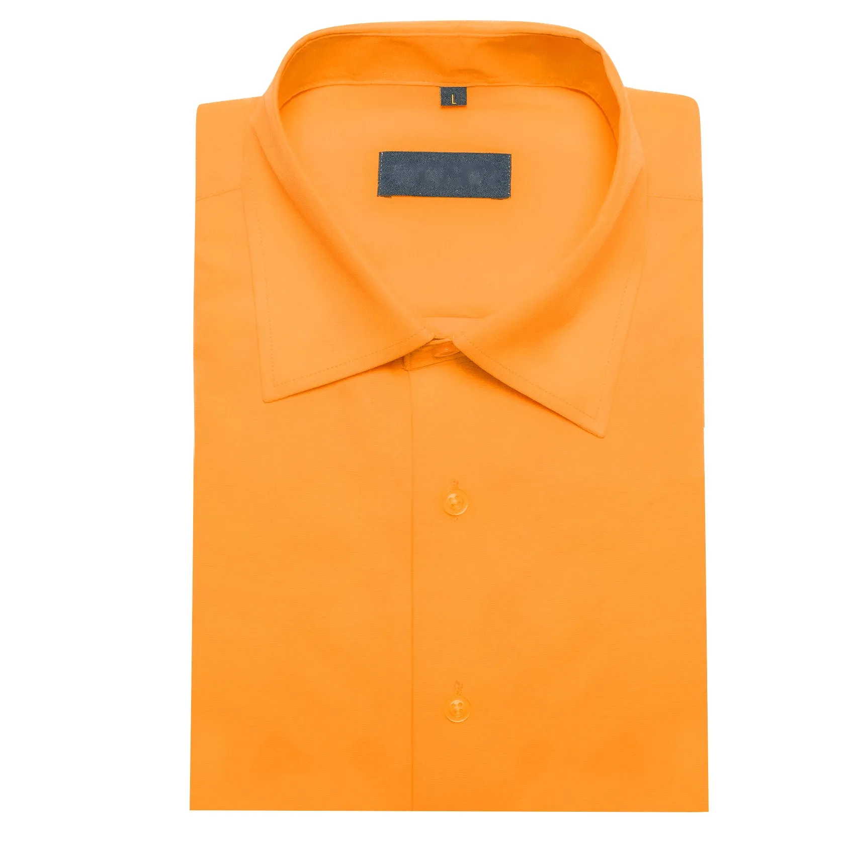 Orange Solid Silk Men's Short Sleeve Shirt