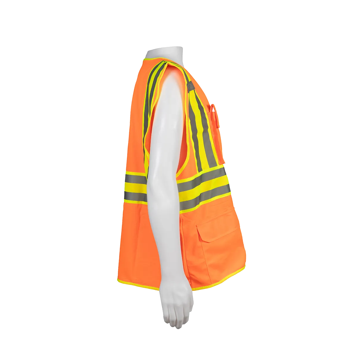 OV2-CB2 ANSI Class II Deluxe Two Tone DOT Safety Vest Orange Solid Lime Contrast