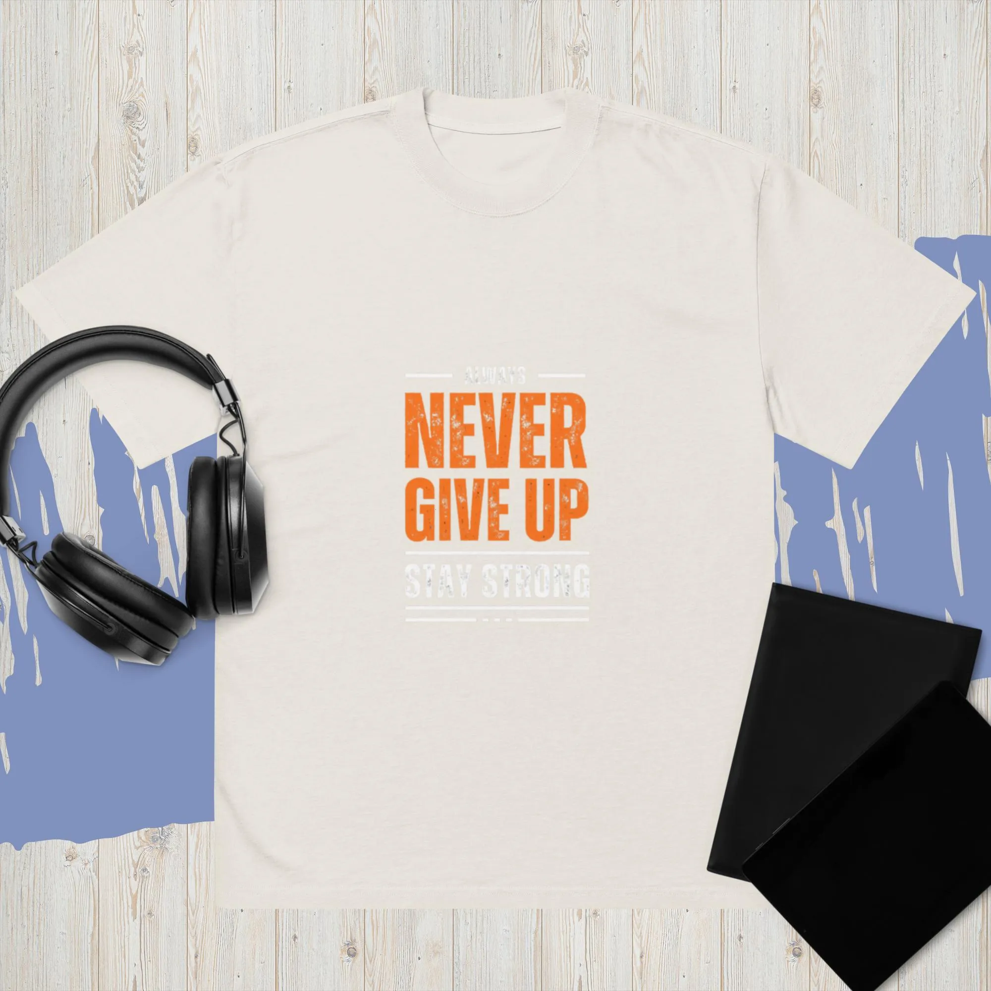 Oversized faded t-shirt - Never Give-Up