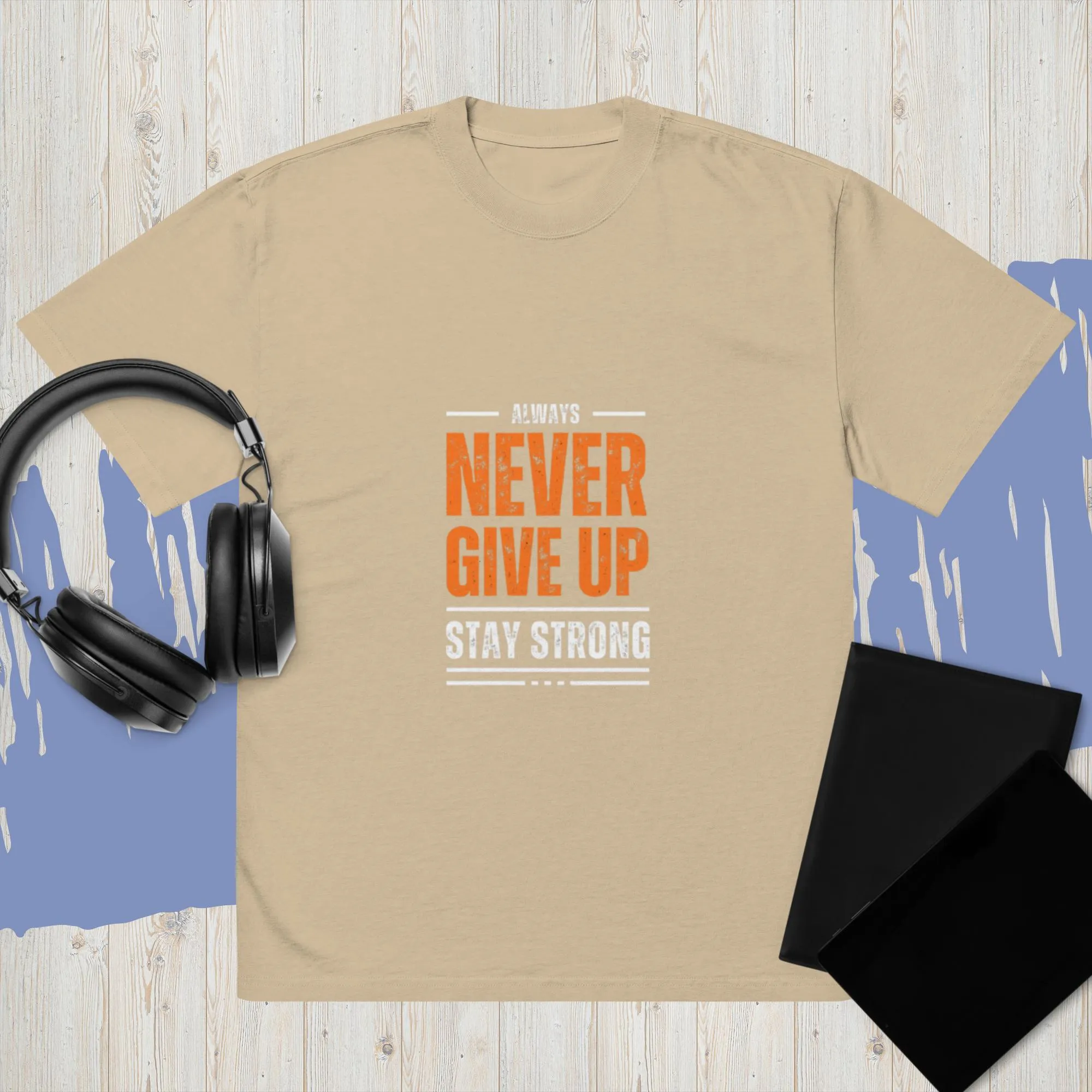 Oversized faded t-shirt - Never Give-Up