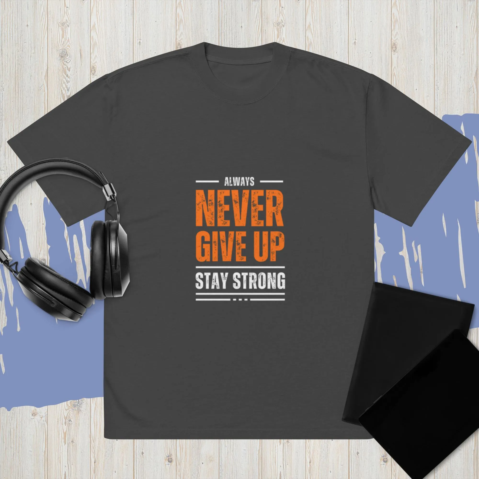 Oversized faded t-shirt - Never Give-Up