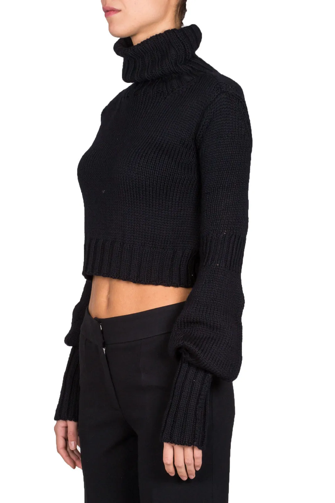 Oversized Sleeve Cropped Jumper