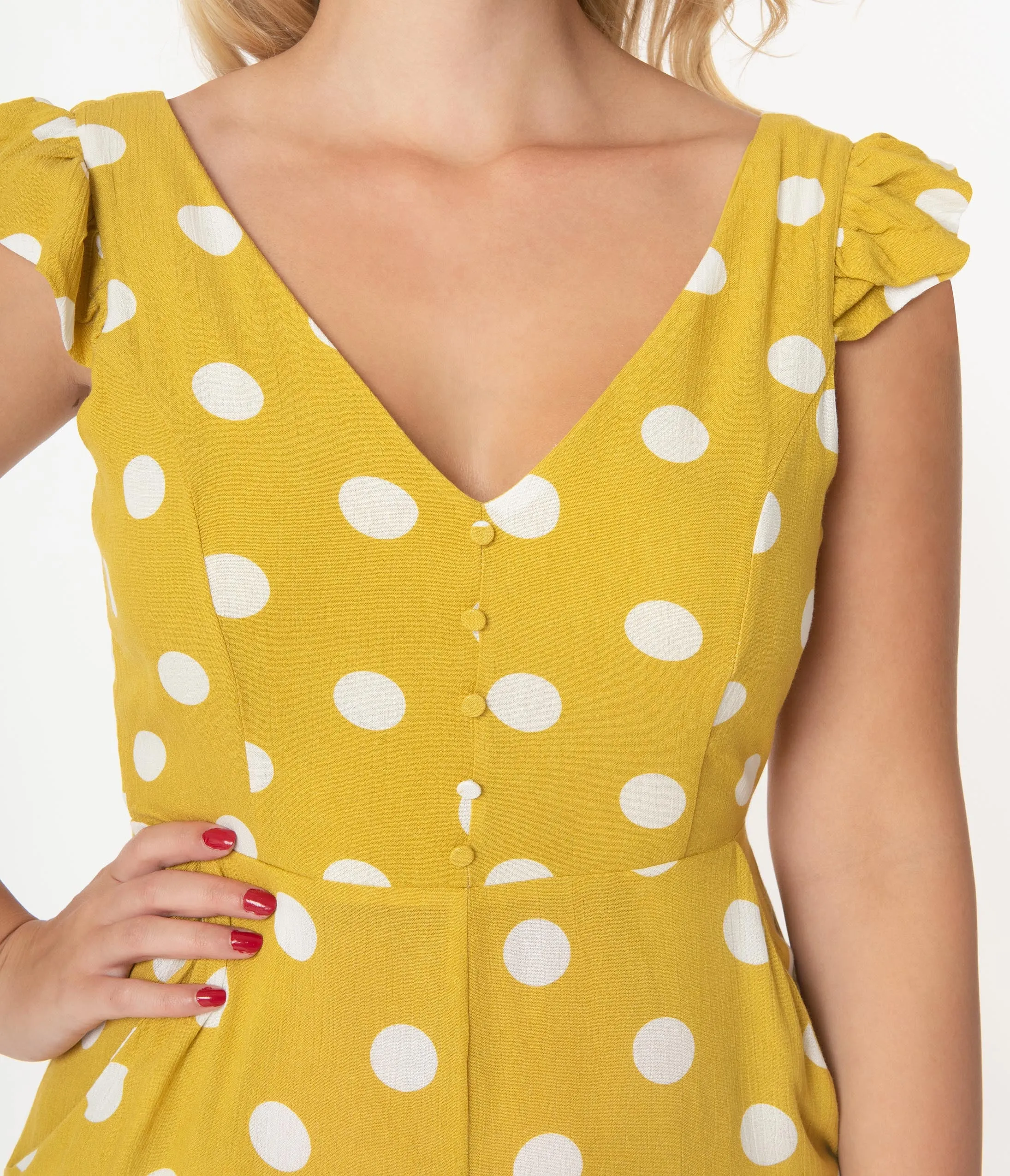 Pear Yellow & White Polka Dot Jumpsuit