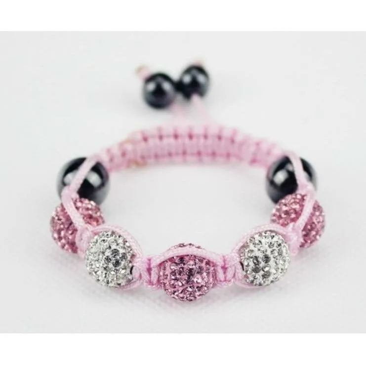 Pink & White Shamballa Bracelet