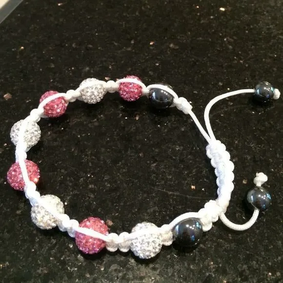 Pink & White Shamballa Bracelet