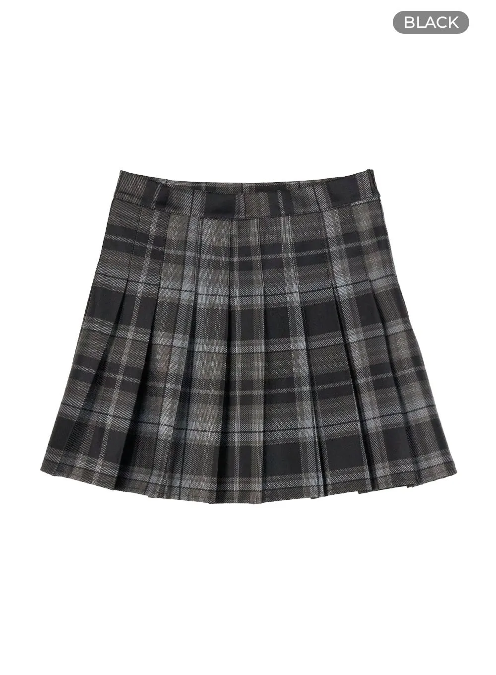 Plaid Pleated Mini Skirt OL401