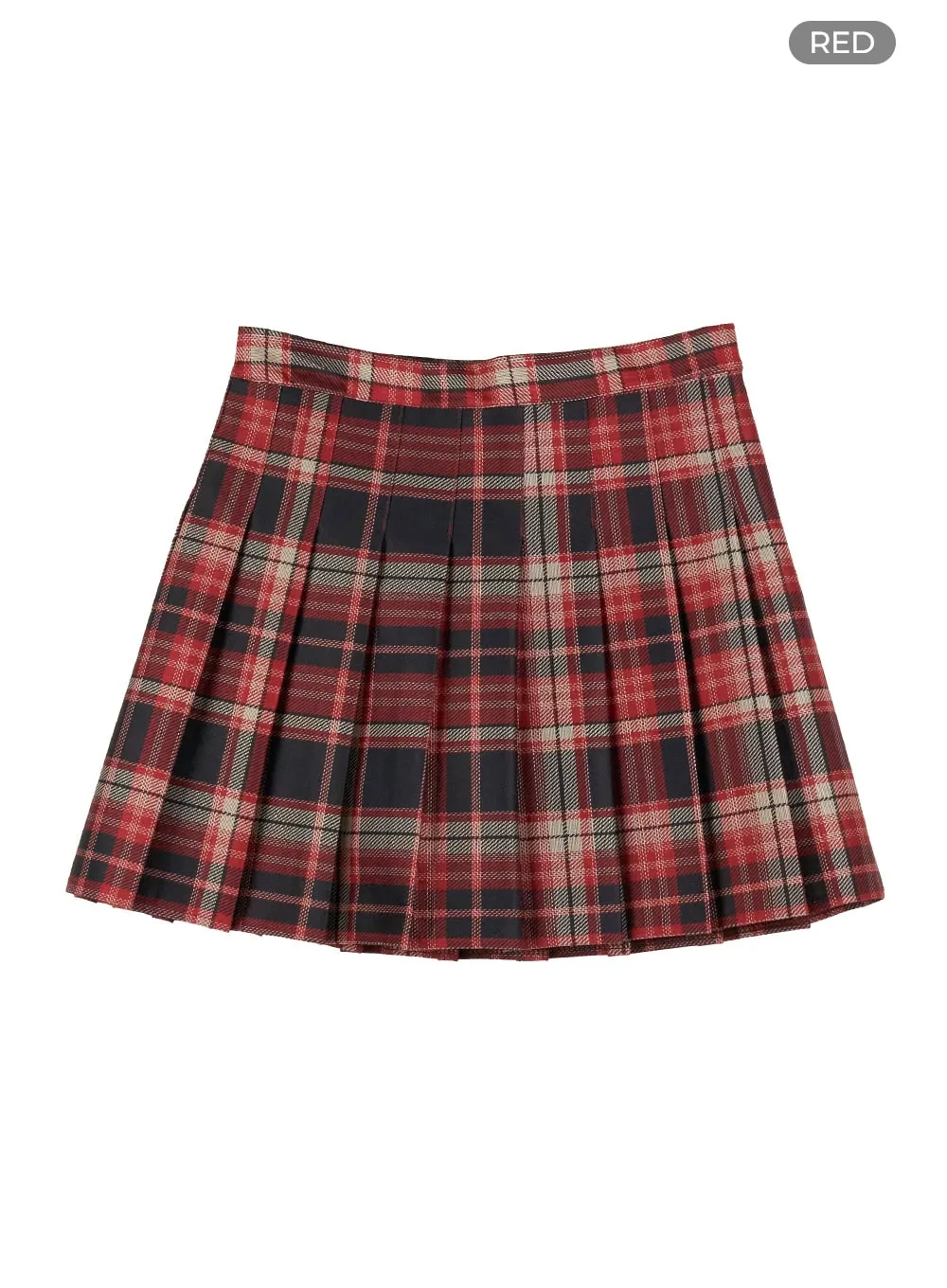 Plaid Pleated Mini Skirt OL401