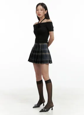 Plaid Pleated Mini Skirt OL401