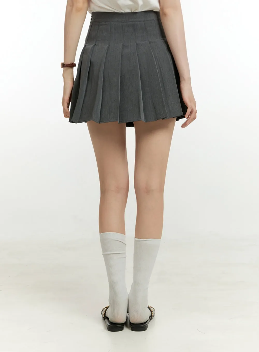 Pleated Basic Mini Skirt OU428