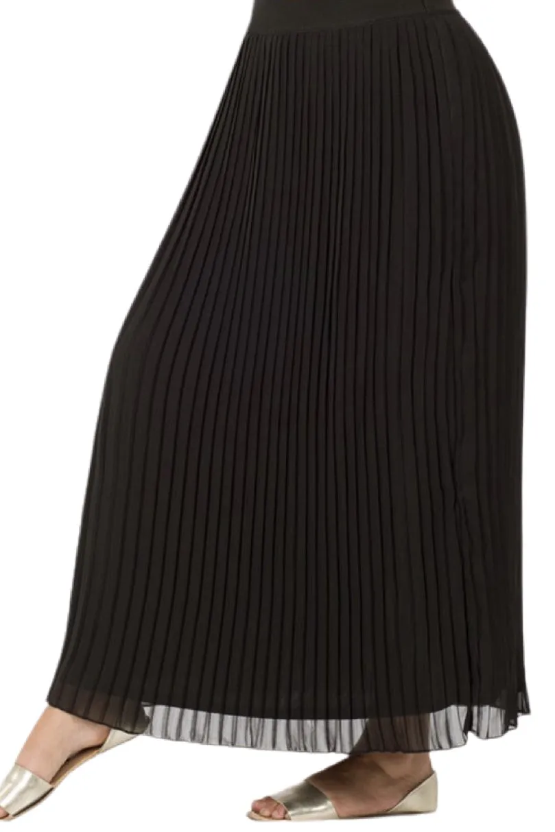 Plus Pleated Maxi Skirt Style #1005X in Black