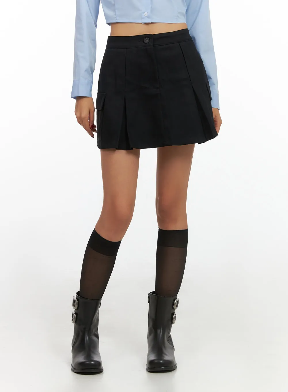 Pocket Pleated Cargo Mini Skirt IS427