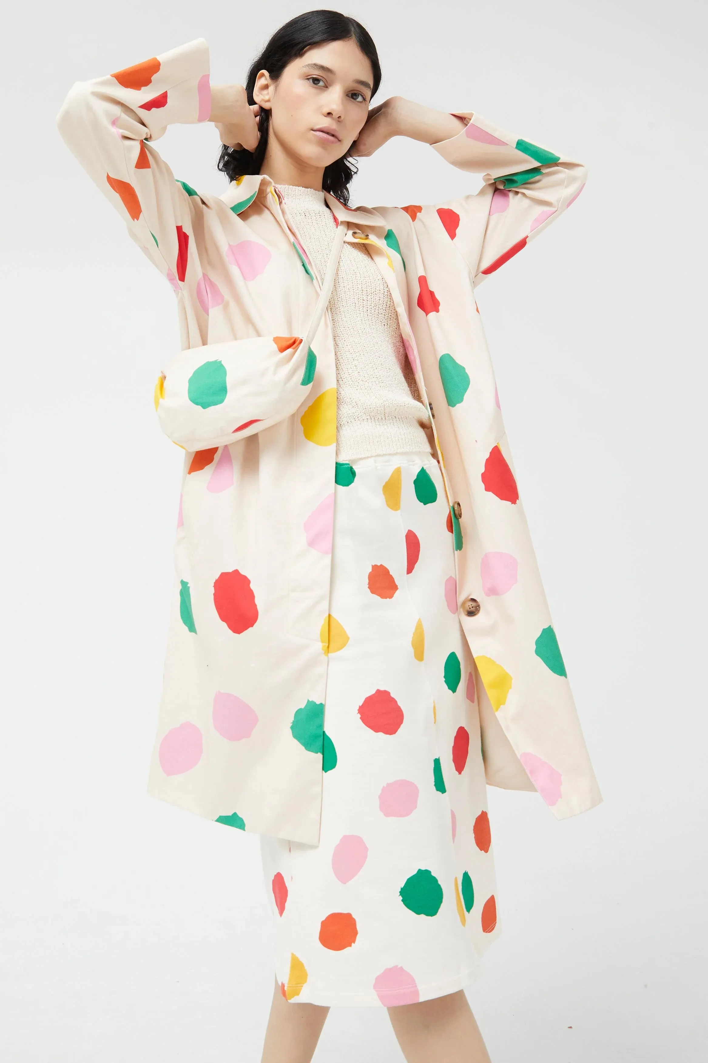 Polka Dots Midi Trench Coat