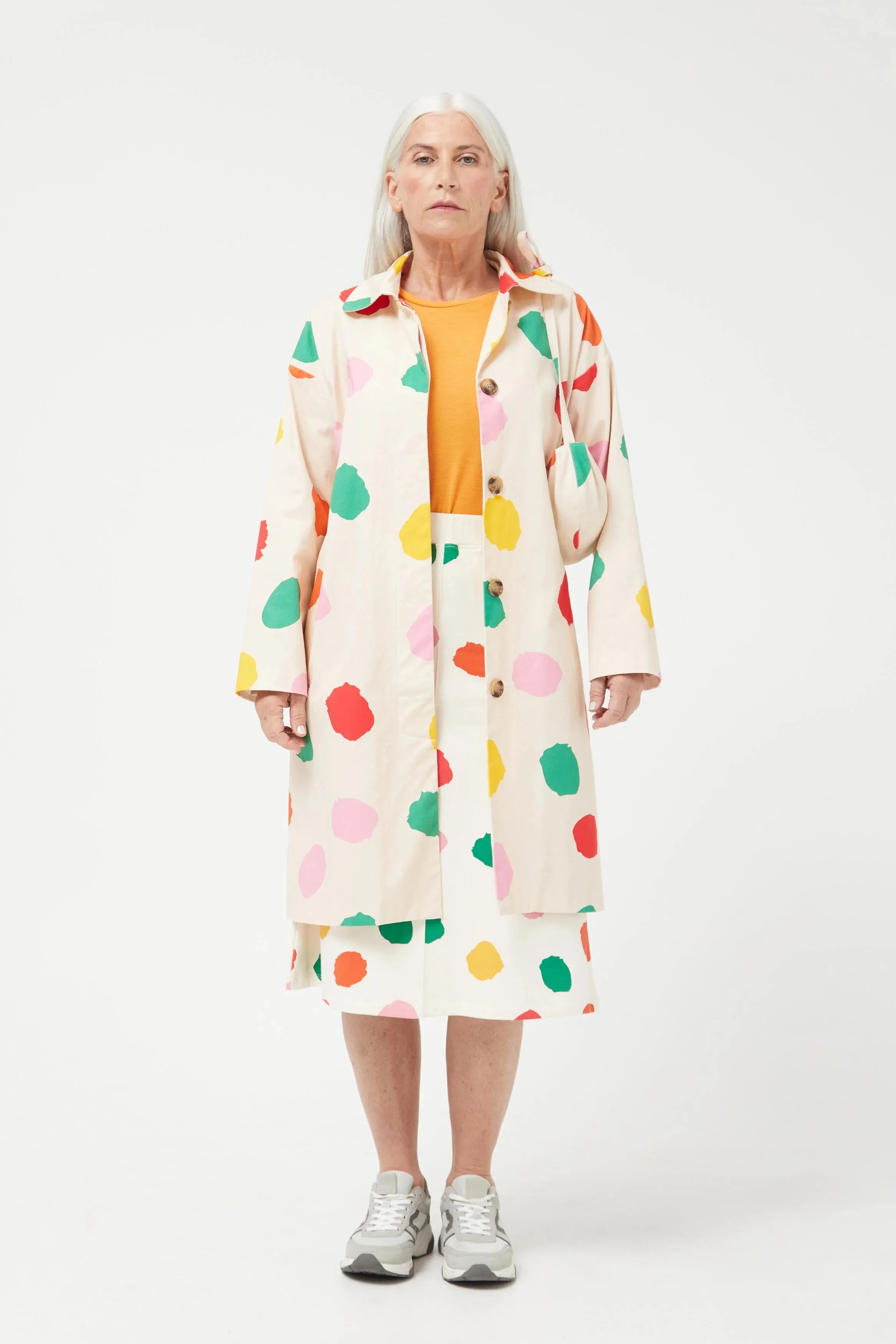 Polka Dots Midi Trench Coat