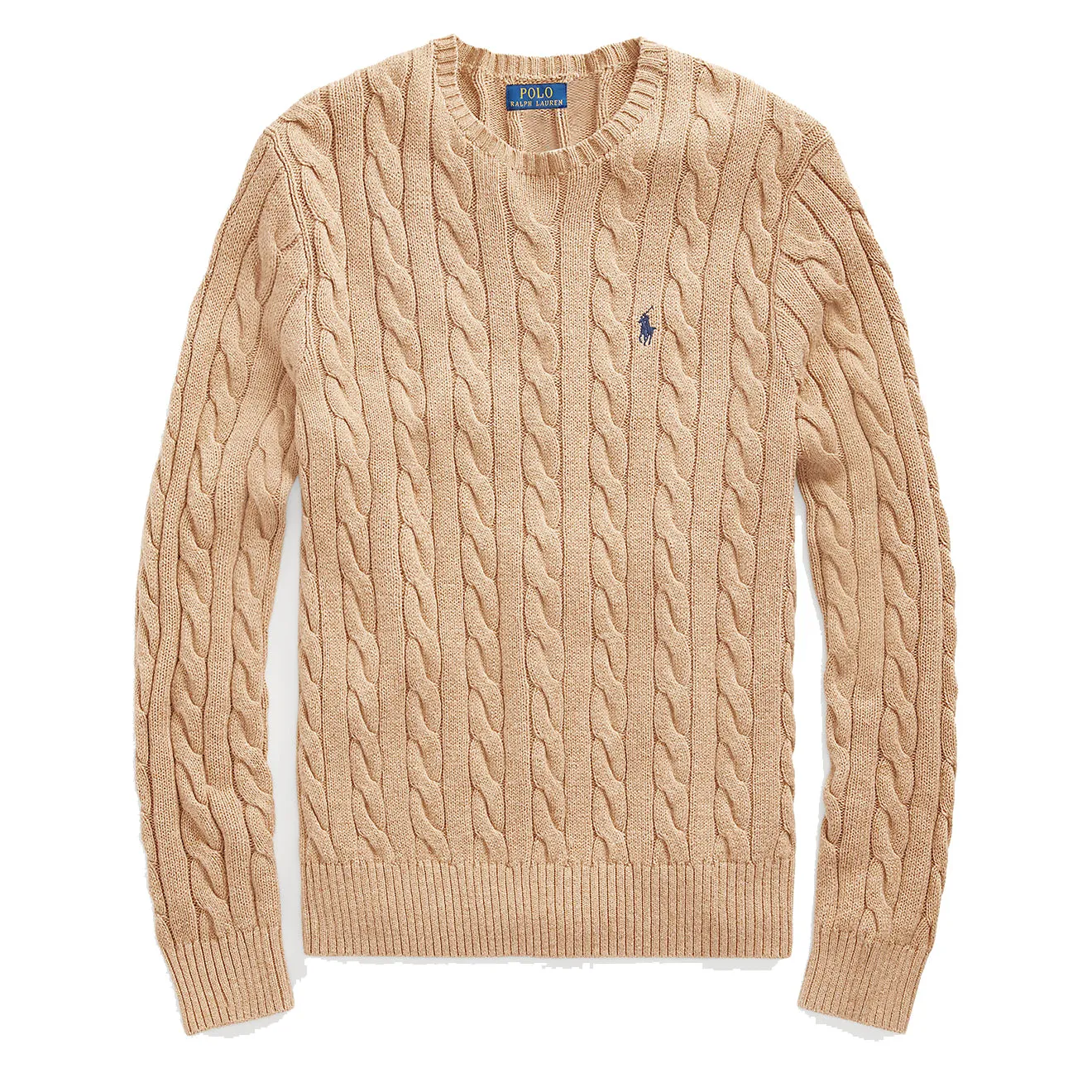 Polo Ralph Lauren Cable Knit Cotton Jumper Camel Melange