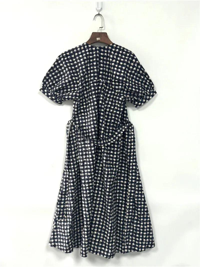 Pre Order:  Plaid Lace-Up Loose Casual Midi Dress