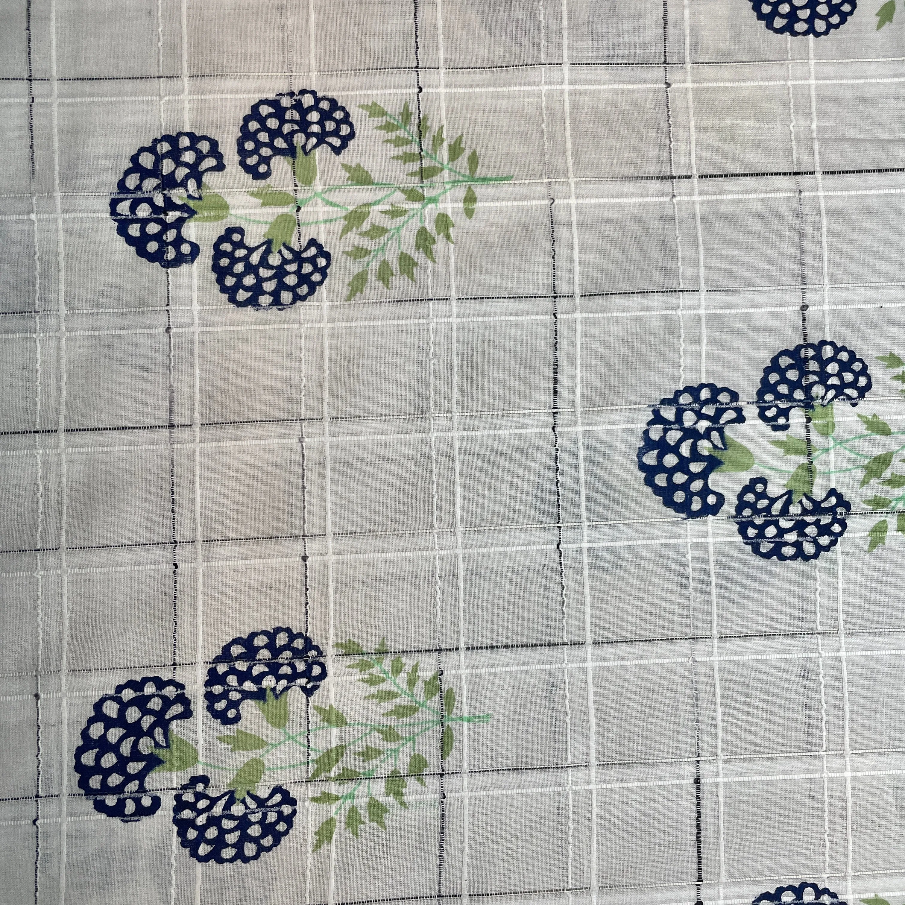 Premium Cotton White Dark Blue Floral Embroidary Fabric