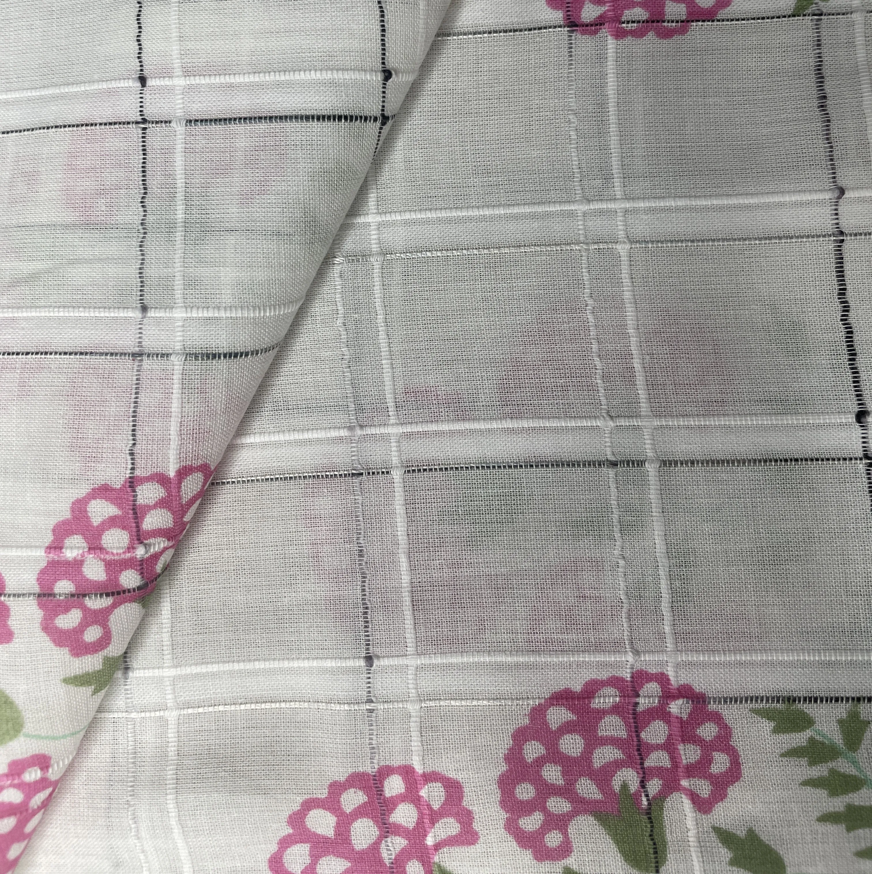 Premium  Cotton White Pink Flower Embroidary Fabric