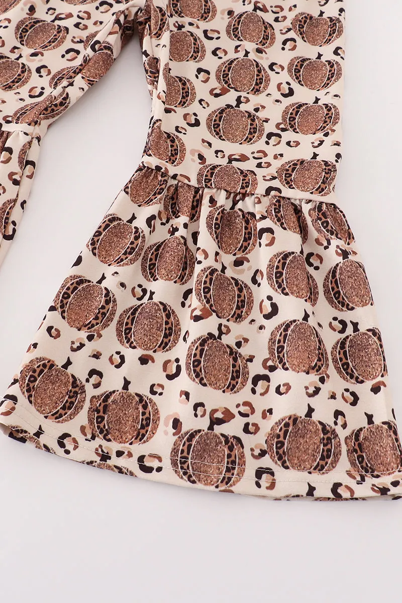 Pumpkin print vest 3pc pants set