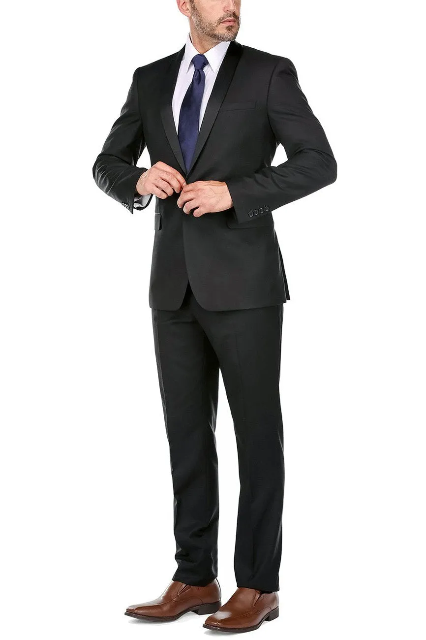 "Paris" Black 1-Button Shawl Tuxedo (2-Piece Set)