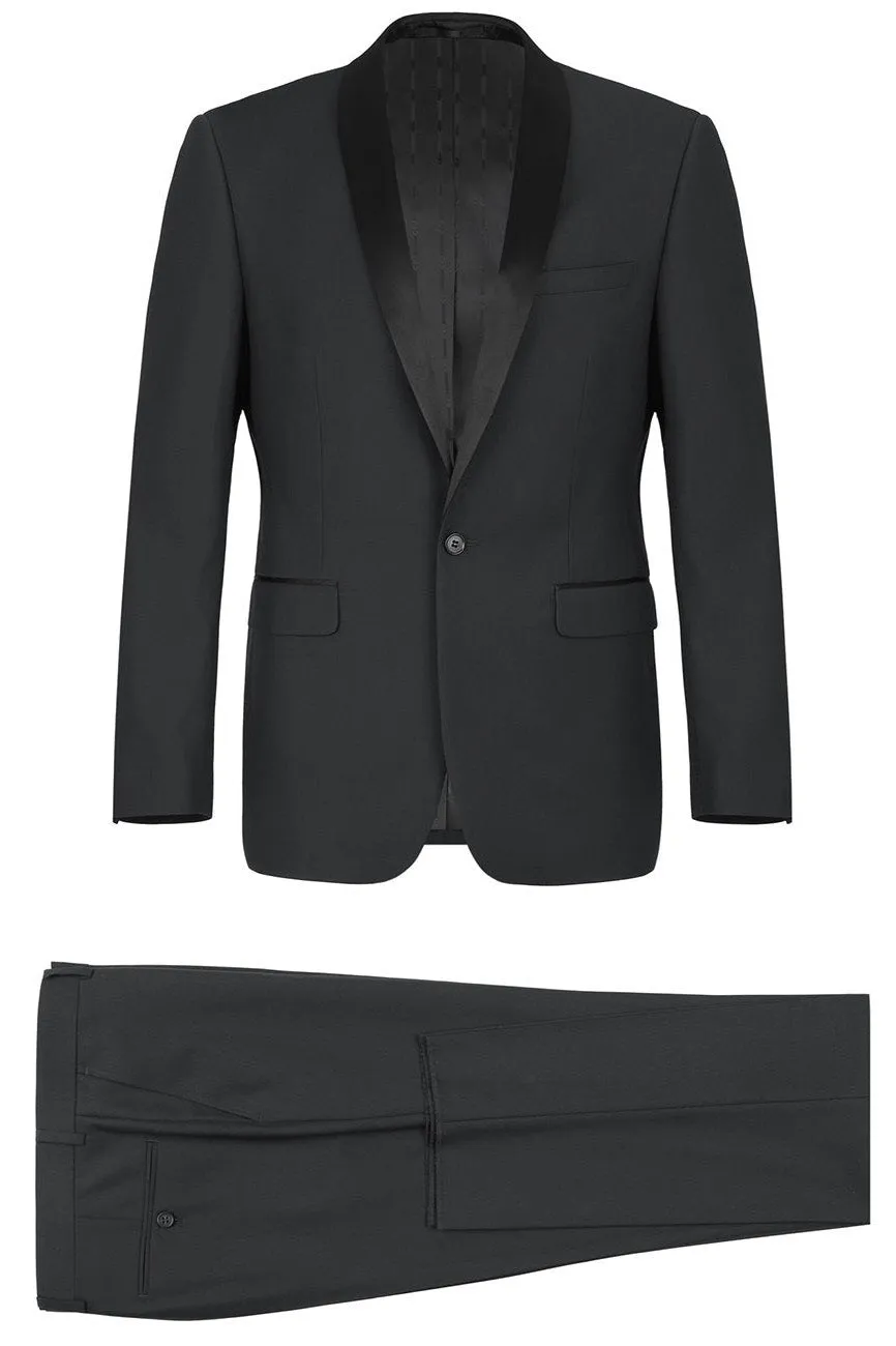 "Paris" Black 1-Button Shawl Tuxedo (2-Piece Set)