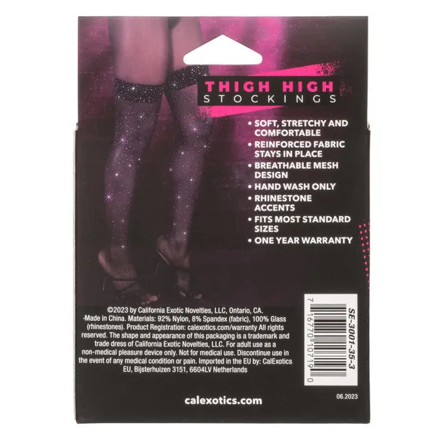 Radiance THIGH HIGH STOCKINGS Black with Sparkling Rhinestones One Size