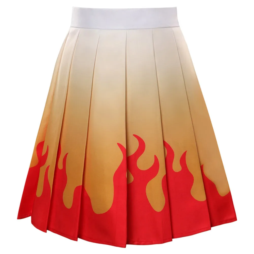 Rengoku Kyoujurou Cosplay Costume Pleated Skirt Halloween Carnival Suit