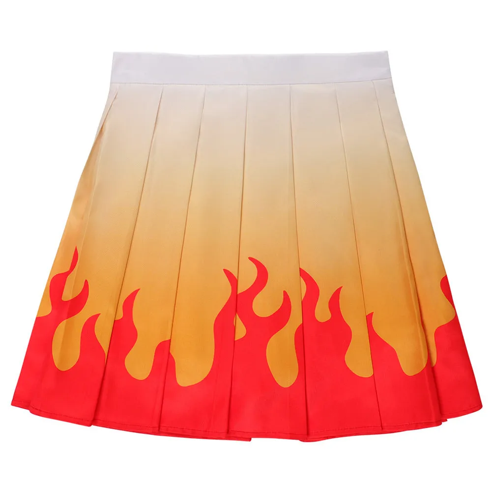 Rengoku Kyoujurou Cosplay Costume Pleated Skirt Halloween Carnival Suit