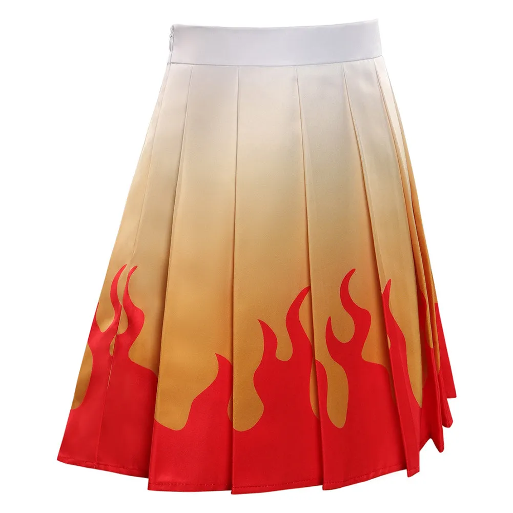 Rengoku Kyoujurou Cosplay Costume Pleated Skirt Halloween Carnival Suit