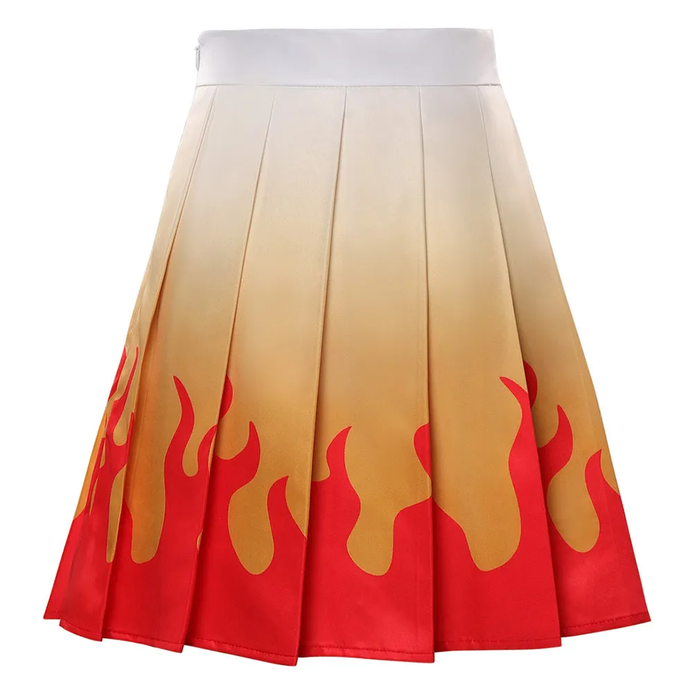 Rengoku Kyoujurou Cosplay Costume Pleated Skirt Halloween Carnival Suit