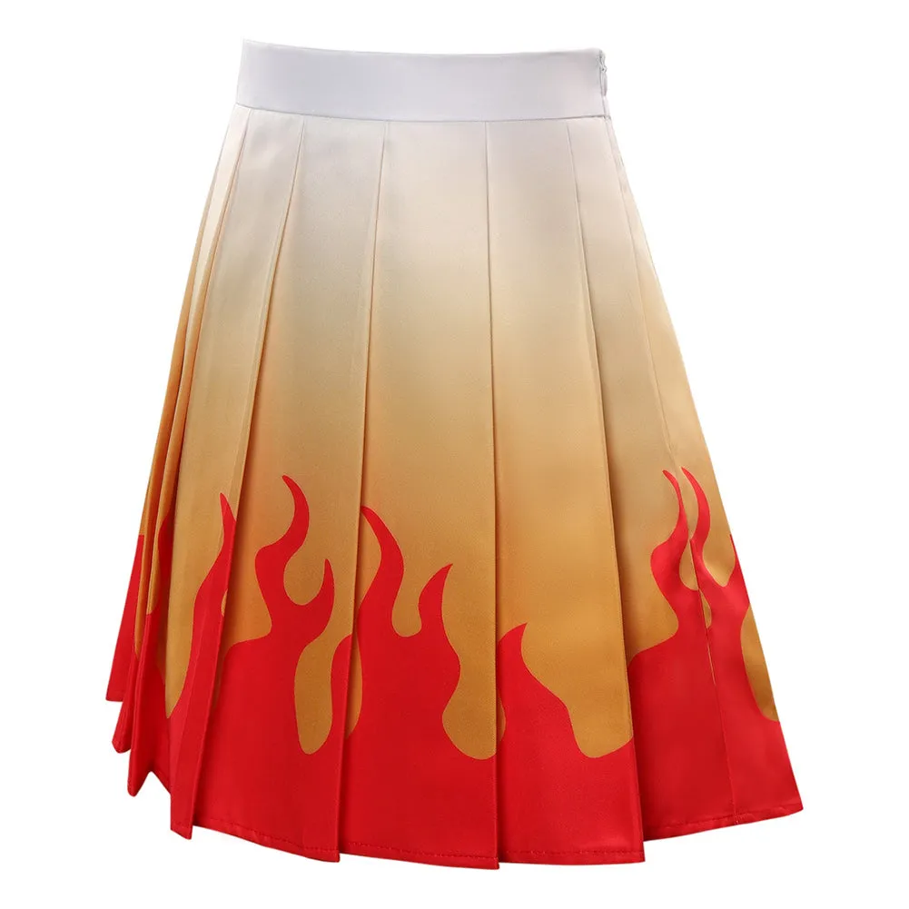 Rengoku Kyoujurou Cosplay Costume Pleated Skirt Halloween Carnival Suit