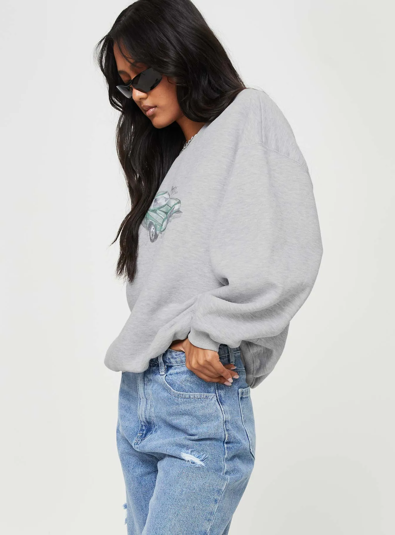 Retro Car Crew Neck Sweatshirt Grey Marle