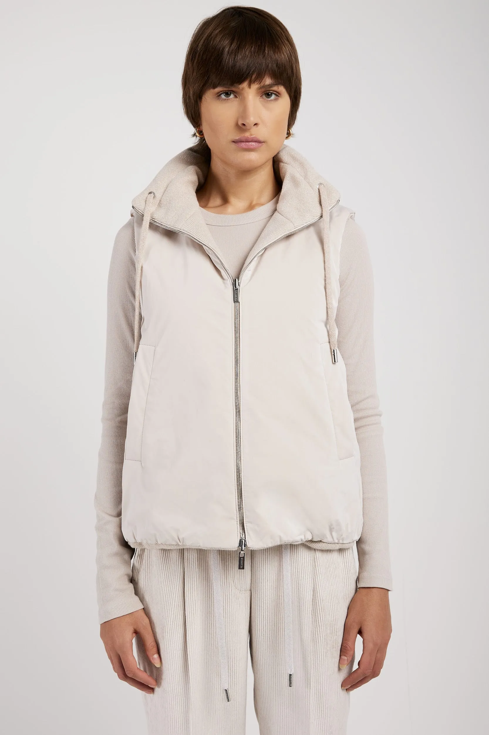 Reversible Padded Vest in Marble Dust