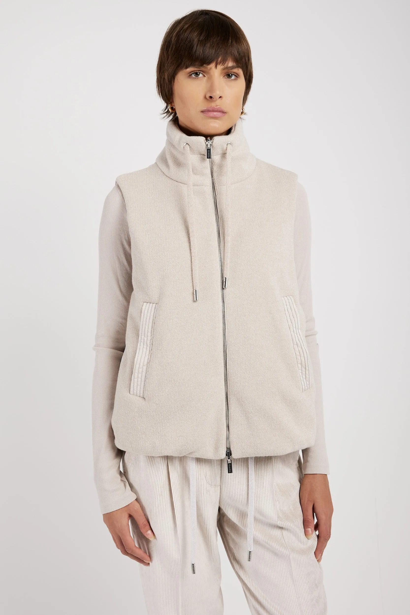 Reversible Padded Vest in Marble Dust