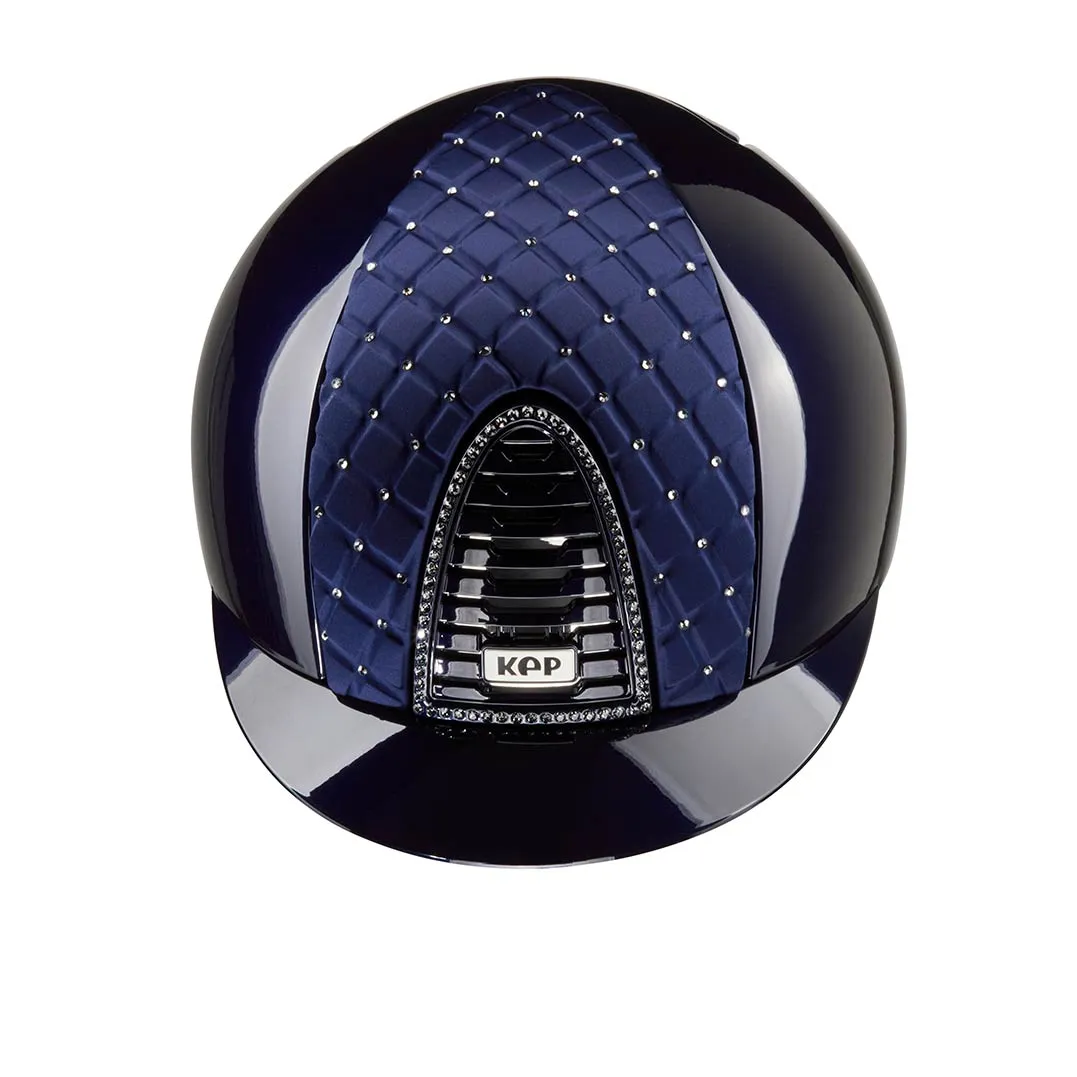 Riding Helmet Cromo 2.0 Blue Polish Satin Milano Front with Swarovski®