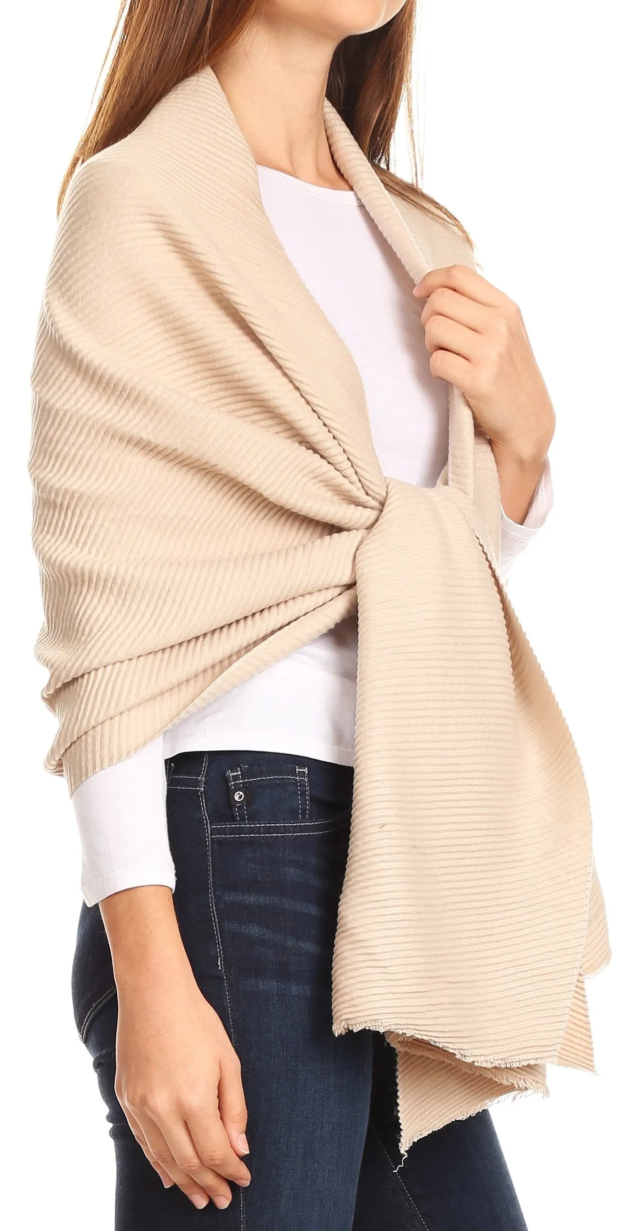 Sakkas Cara Pleated Crinkle Soft and Warm Shawl/ Wrap/ Stole