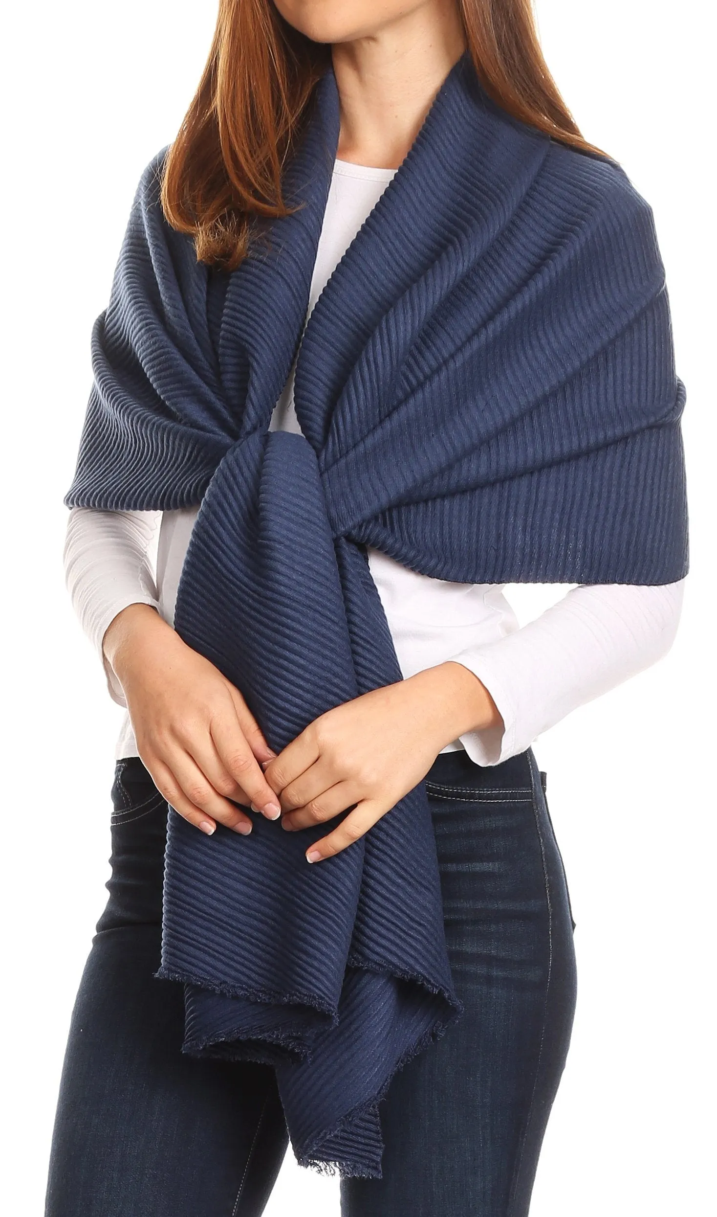 Sakkas Cara Pleated Crinkle Soft and Warm Shawl/ Wrap/ Stole