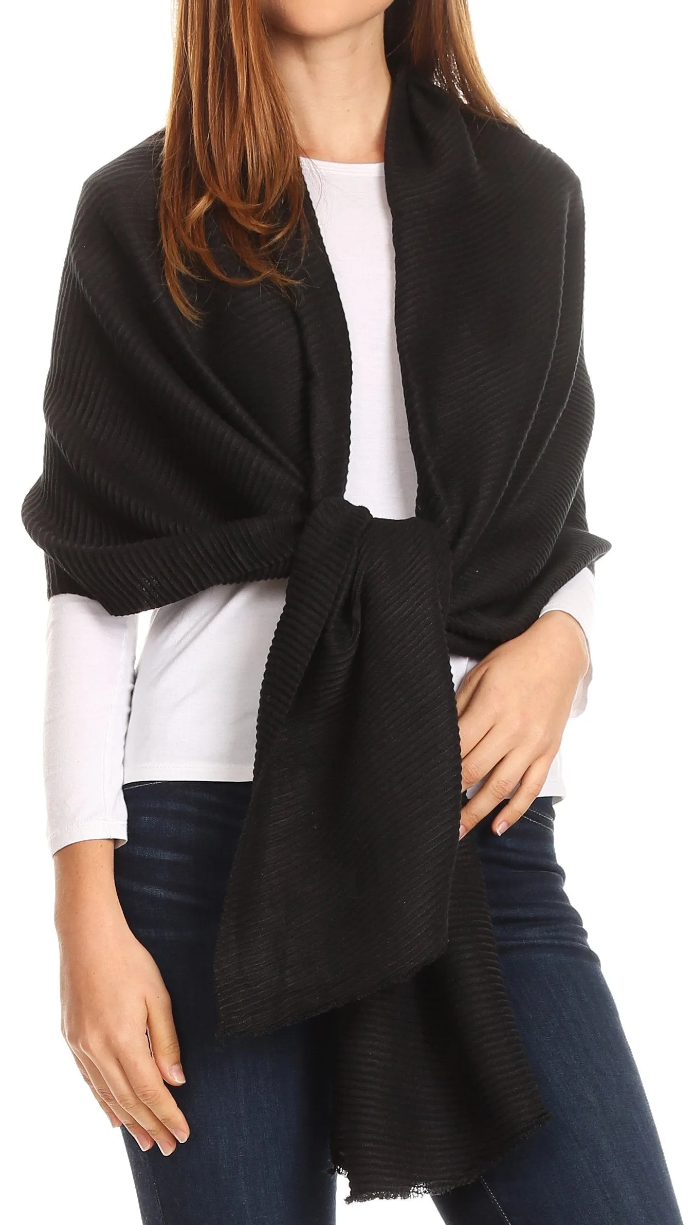 Sakkas Cara Pleated Crinkle Soft and Warm Shawl/ Wrap/ Stole