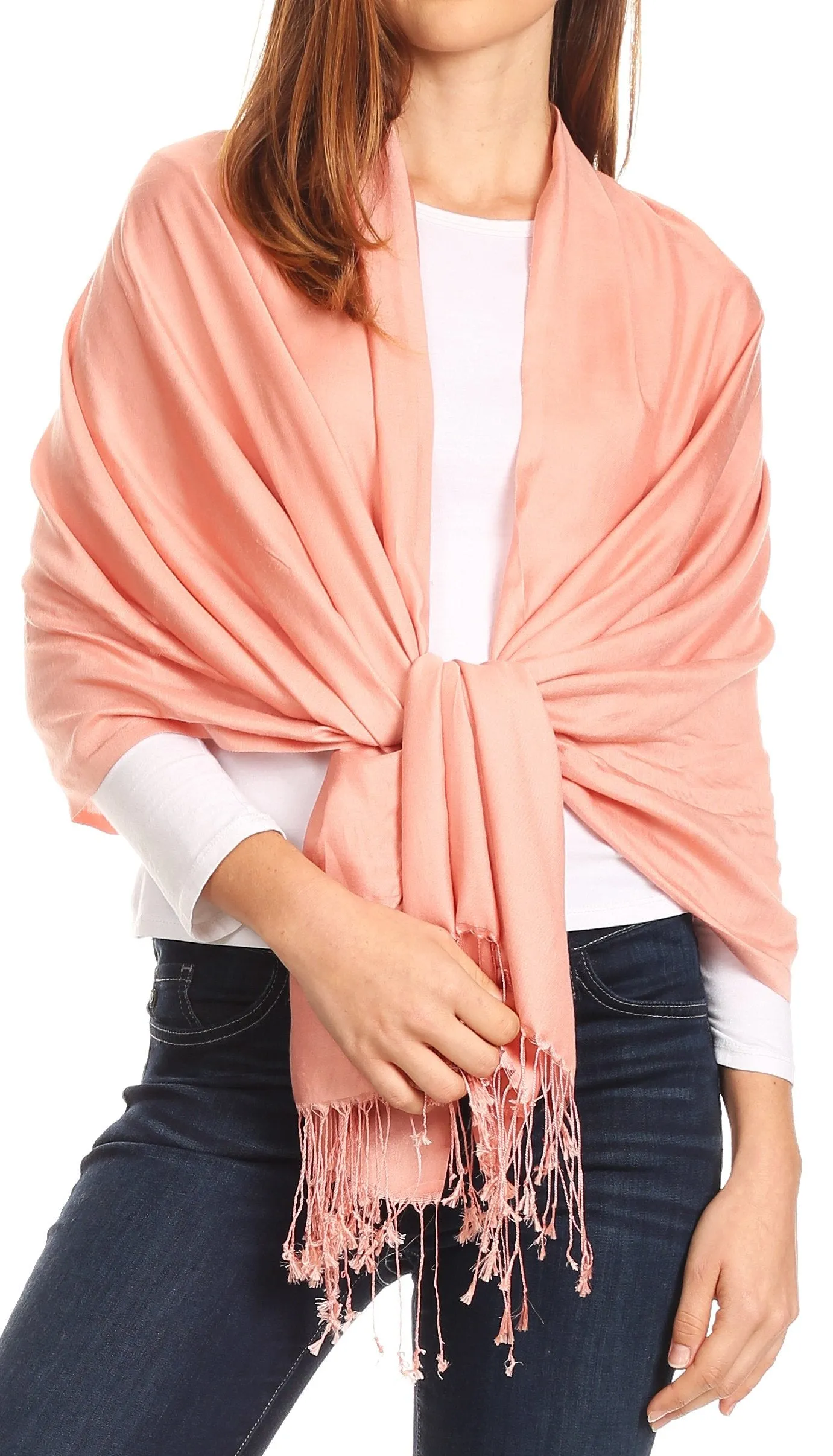 Sakkas Carine Reversible Soft Solid Slight Shimmer Pashmina/ Shawl/ Wrap/ Stole