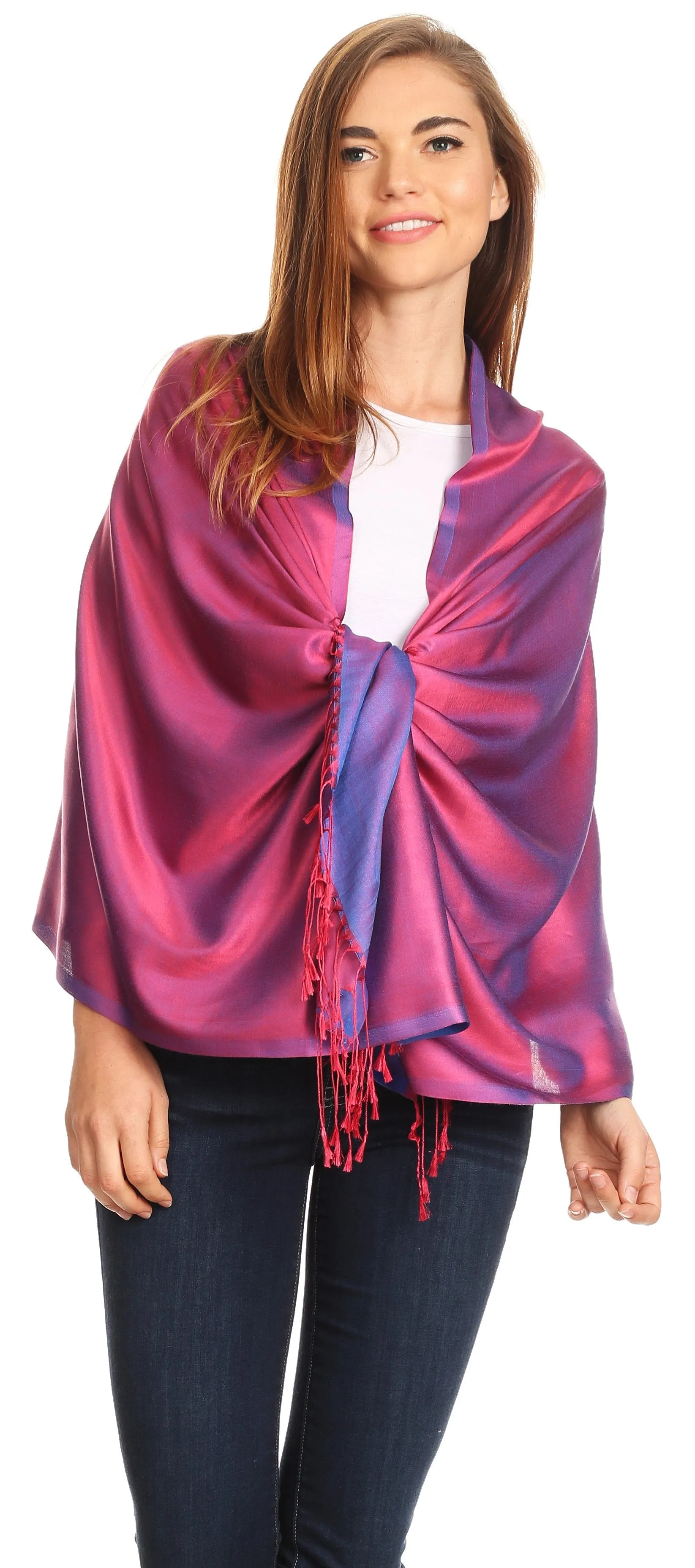 Sakkas Carine Reversible Soft Solid Slight Shimmer Pashmina/ Shawl/ Wrap/ Stole