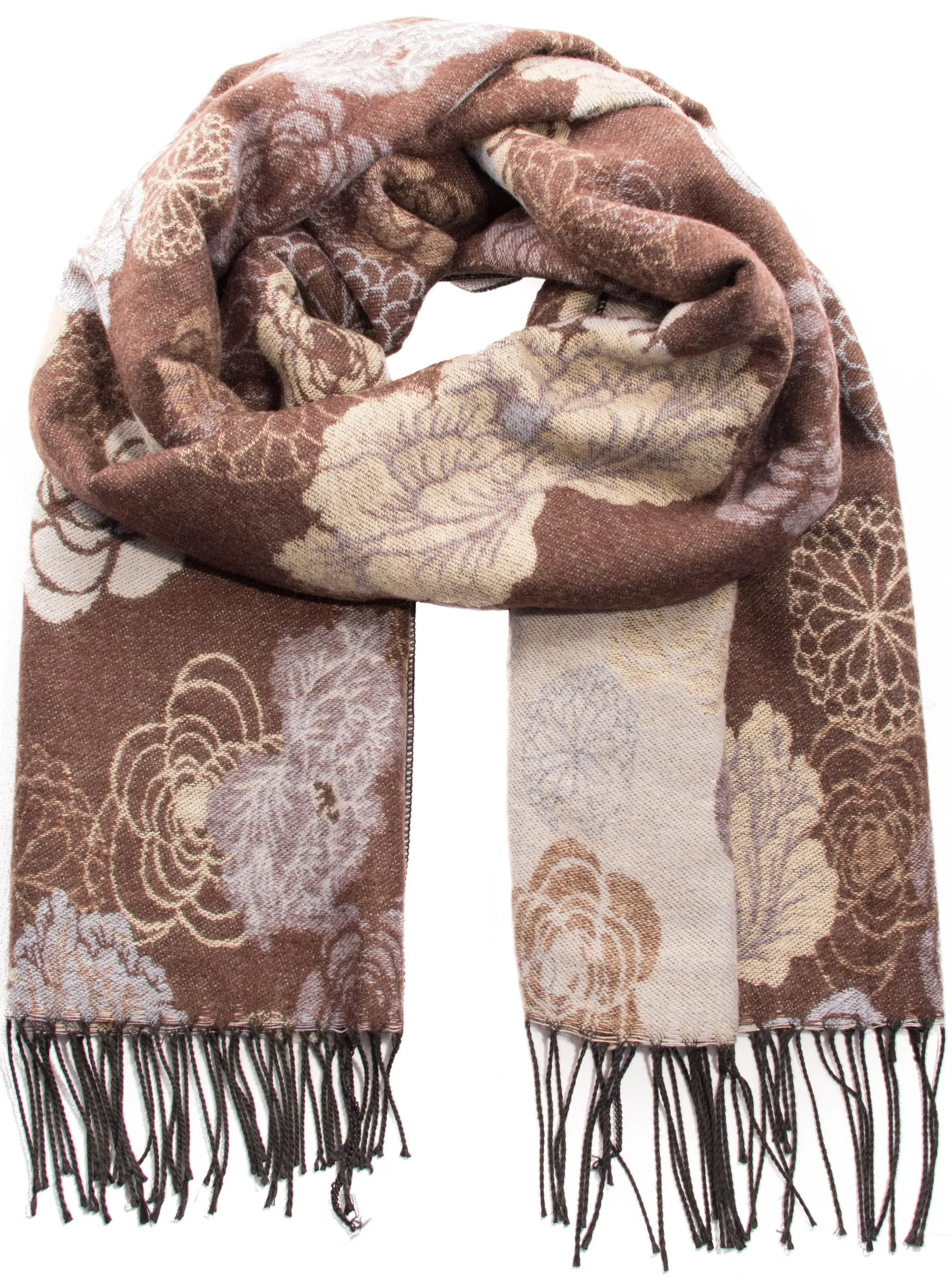 Sakkas Ontario double layer floral Pashmina/ Shawl/ Wrap/ Stole with fringe