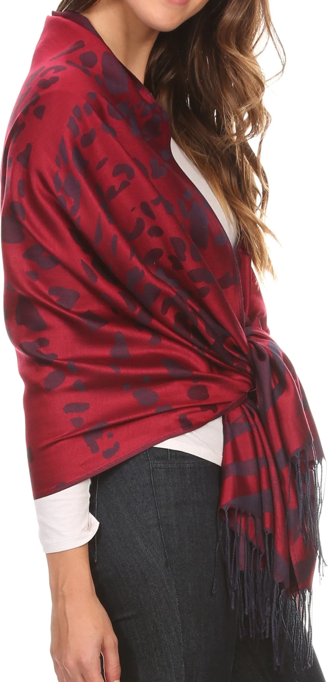 Sakkas Reiley Long Wide Floral Printed Patterened Fringe Pashmina Shawl / Scarf