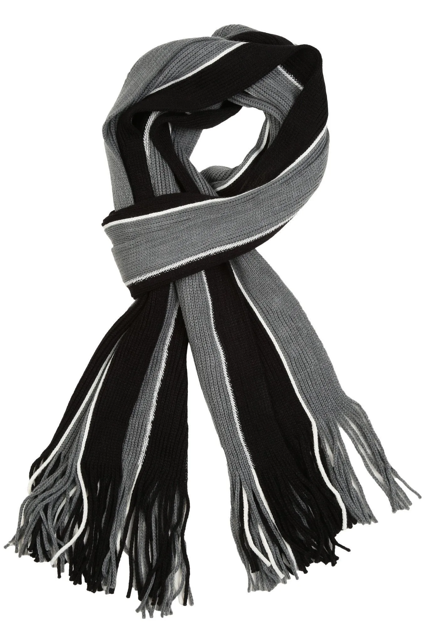 Sakkas Rhyland Striped Color Block Knitted Winter Scarf With Fringe