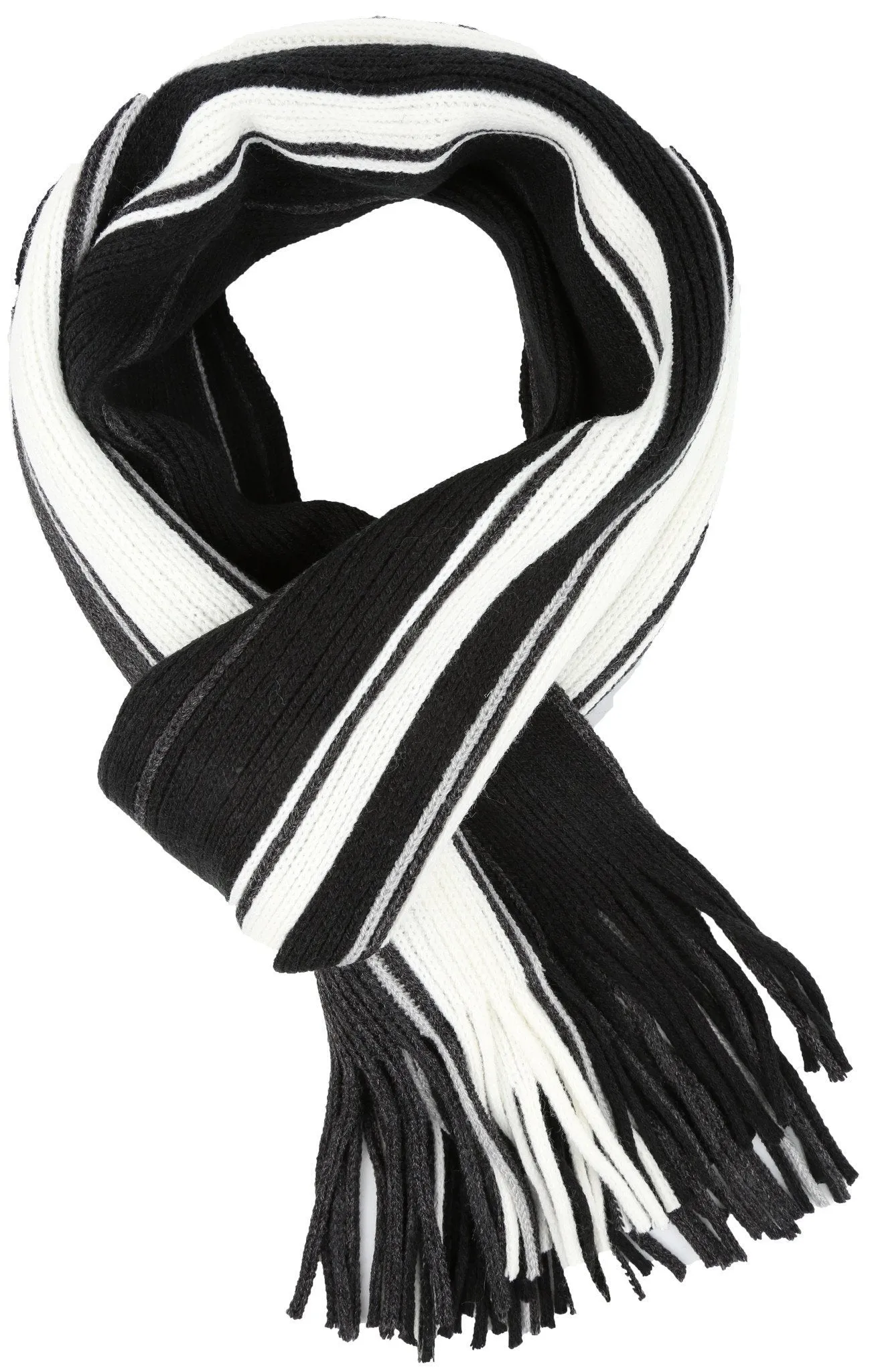 Sakkas Rhyland Striped Color Block Knitted Winter Scarf With Fringe