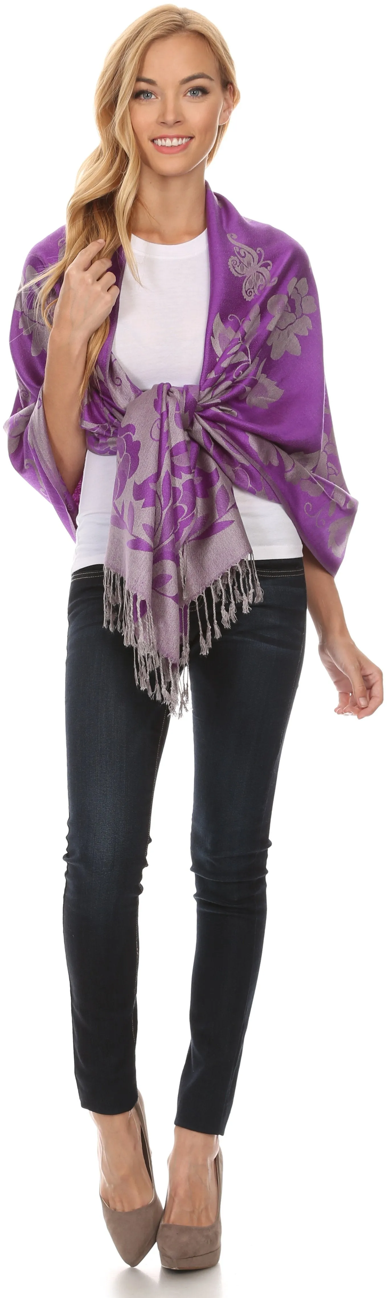 Sakkas Tawny Reversible Butterfly Pashmina/ Shawl/ Wrap/ Stole